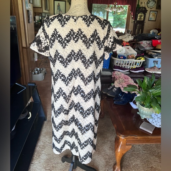Talbots Chevron-herringbone Graphic Ivory Casual Dress size 8. - Picture 7 of 16